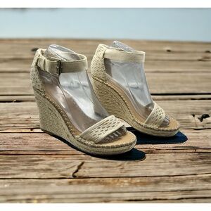 Nautica Natural Wedge Espadrille Sandals, Size 6